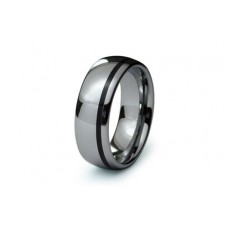 High Polished Tungsten Carbide Dome Band w/ Black Inlay